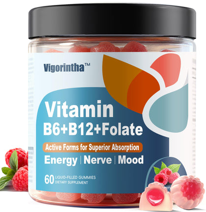 Vigorintha Gummies de Vitamine B6, B12 et Folate, vue de face