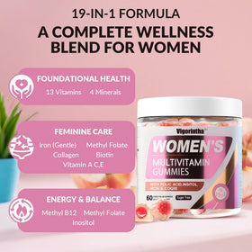 Vigorintha gummies multivitamines femmes en main pour une taille de portion