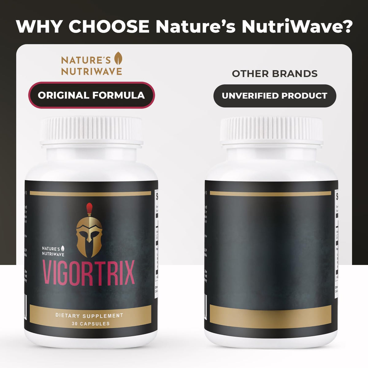Vigortrix complément avec ingrédients naturels en arrière-plan