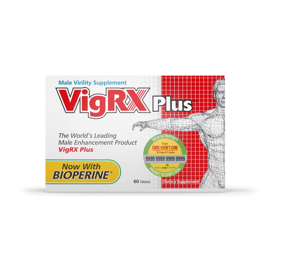 VigRx Plus comprimés sur une surface blanche avec étiquette visible