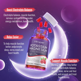 VIKAPER Gummies Potassium Magnésium 1200 mg gummies à la framboise
