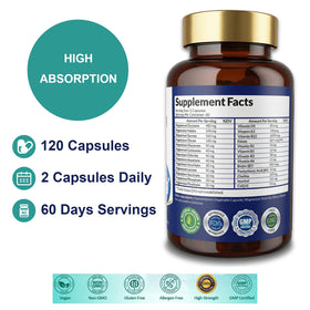Vikaywoo Complex Magnésium 26-en-1 bouteille ouverte avec capsules
