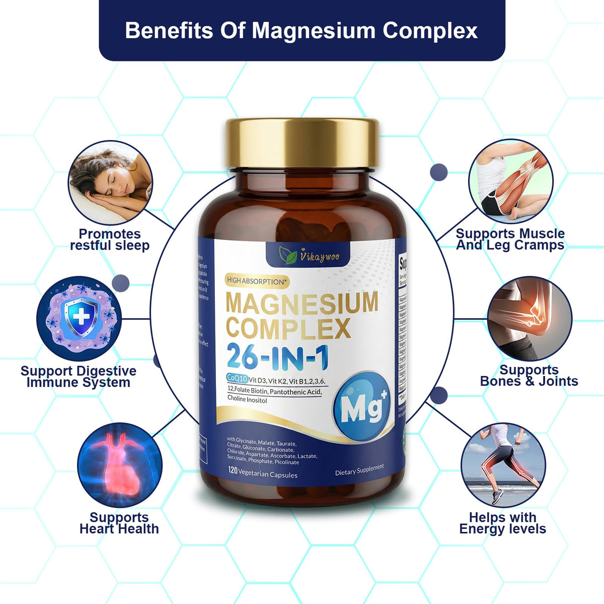 Vikaywoo Complex Magnésium 26-en-1 étiquette avec ingrédients