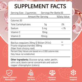Vikaywoo Gummies Probiotiques 60 Gummies Saveur Fraise avec une main