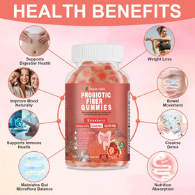 Vikaywoo Gummies Probiotiques 60 Gummies Saveur Fraise côté