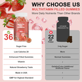 Vikaywoo Gummies Probiotiques 60 Gummies Saveur Fraise sur une table