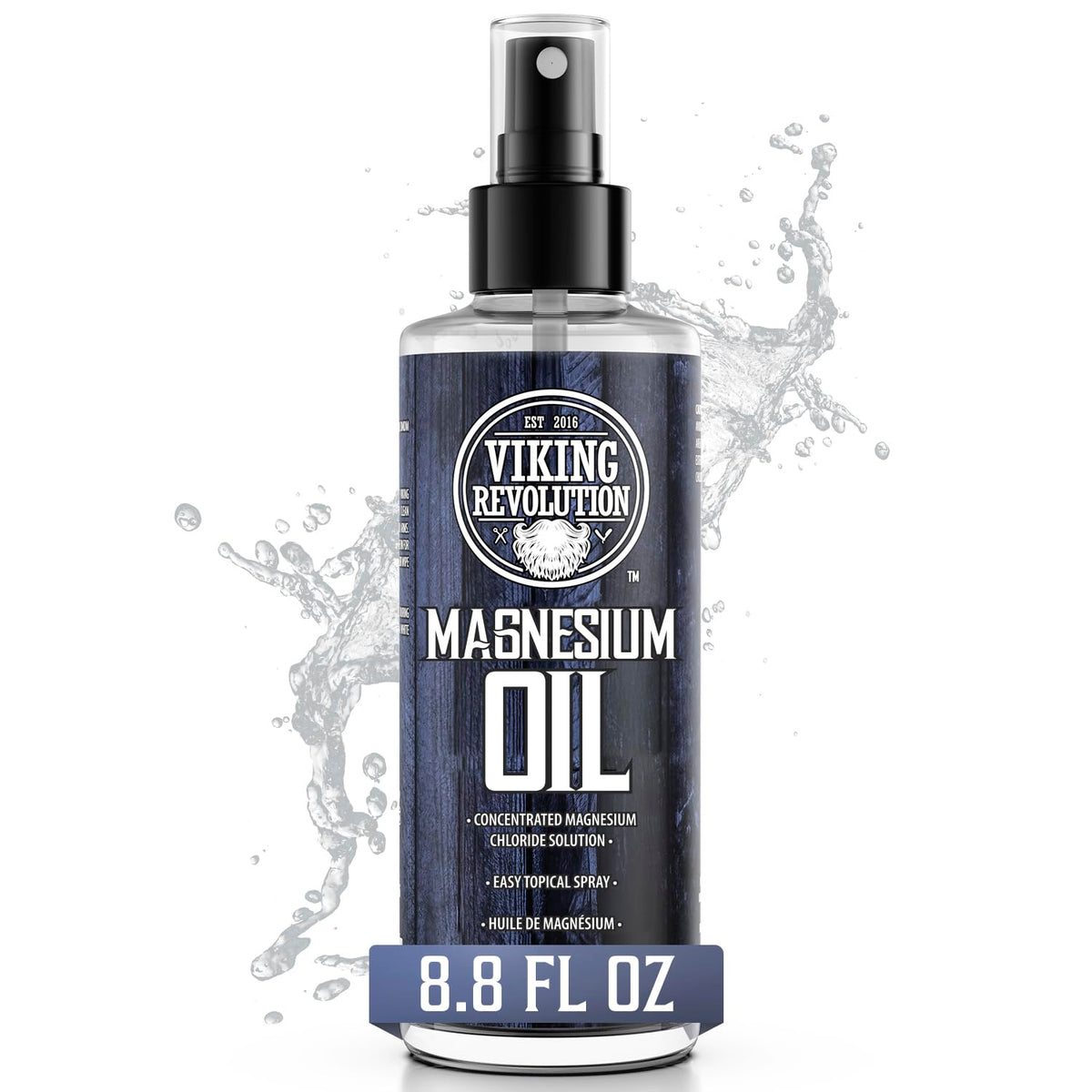 Viking Revolution Spray d'Huile de Magnésium Pur 8,8 fl oz avec bouchon ouvert