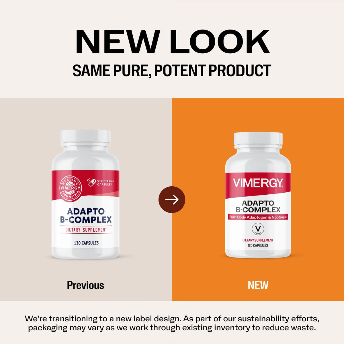 Vimergy Adapto B Complex capsules dans une main