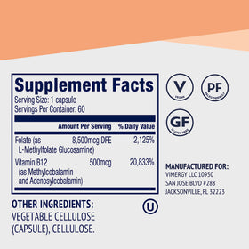 Vimergy Capsules 5-MTHF Vegan 60 Servings - étiquette