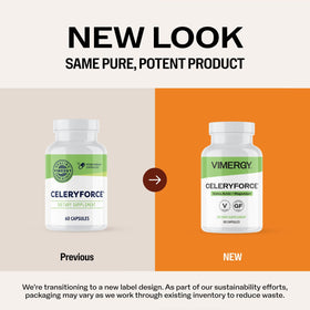 Vimergy Celeryforce 60 capsules vegan ouvertes avec smoothie