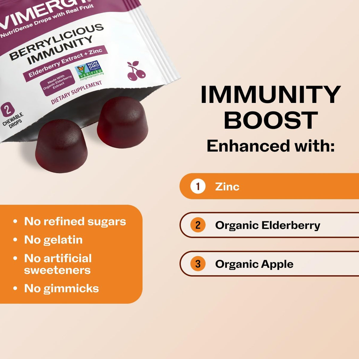 Vimergy Chewables Sureau & Zinc, vue de face du produit