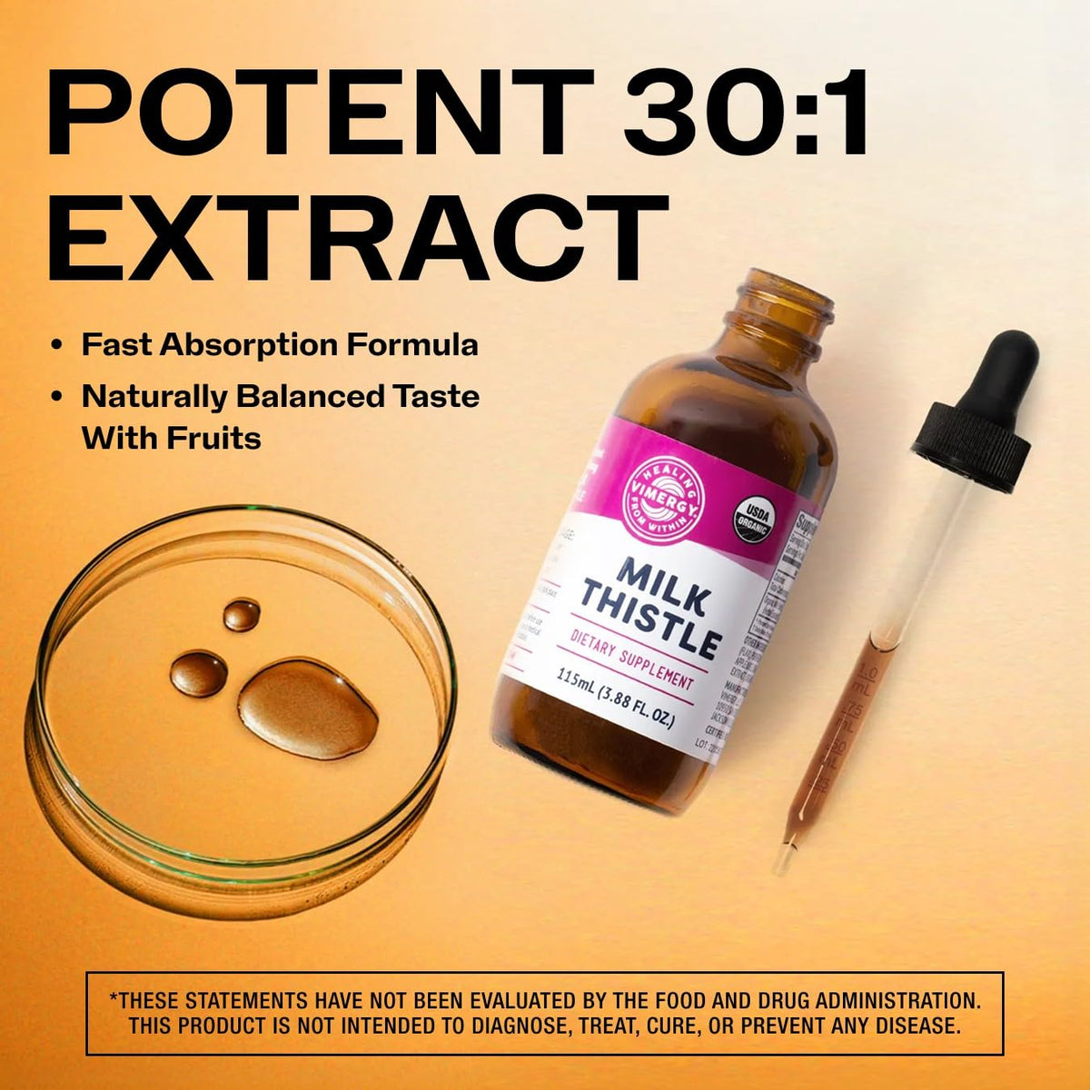 Vimergy Extrait de Chardon-Marie Liquide Bio 110mg 115 mL avec pipette