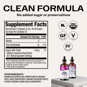 Vimergy Extrait de Chardon-Marie Liquide Bio 110mg 115 mL dans un verre d'eau