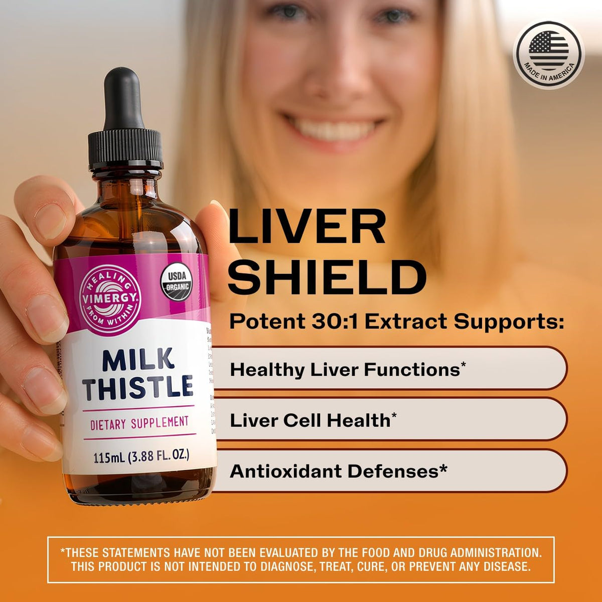 Vimergy Extrait de Chardon-Marie Liquide Bio 110mg 115 mL étiquette