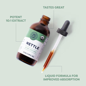 Vimergy Extrait de Nettle Liquide 200mg 115 mL avec verre d'eau