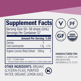 Vimergy Extrait Liquide de Réglisse Bio 200mg en situation sur une table