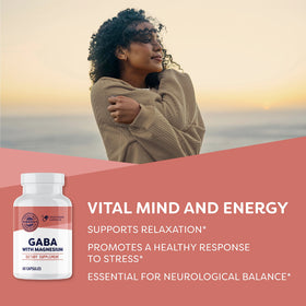 Vimergy GABA avec Magnésium capsules ouvertes sur une table