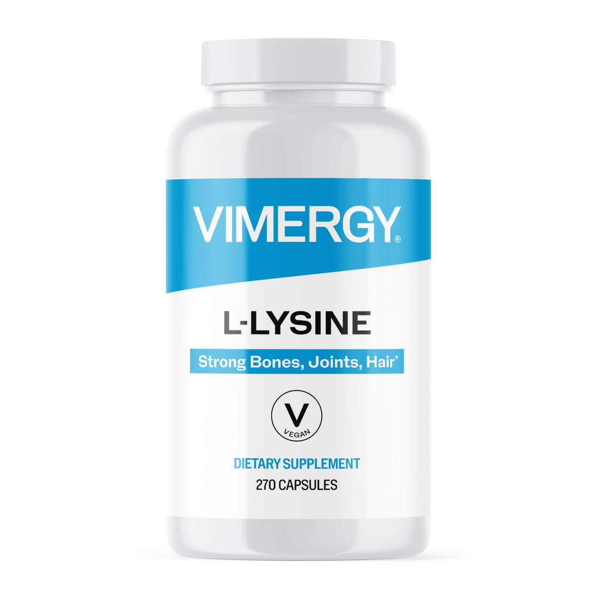 Vimergy L-Lysine 270 capsules vue avant avec étiquette