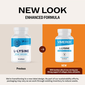 Vimergy L-Lysine avec des ingrédients naturels en arrière-plan