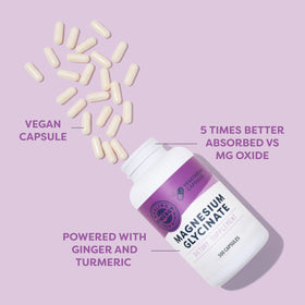 Vimergy Magnésium Glycinate 300 capsules sur fond blanc