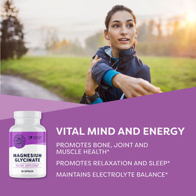 Vimergy Magnésium Glycinate capsules ouvertes avec poudre