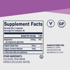 Vimergy Magnésium Glycinate capsules sur une table