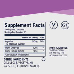 Vimergy Magnésium Glycinate ouvert avec capsules visibles
