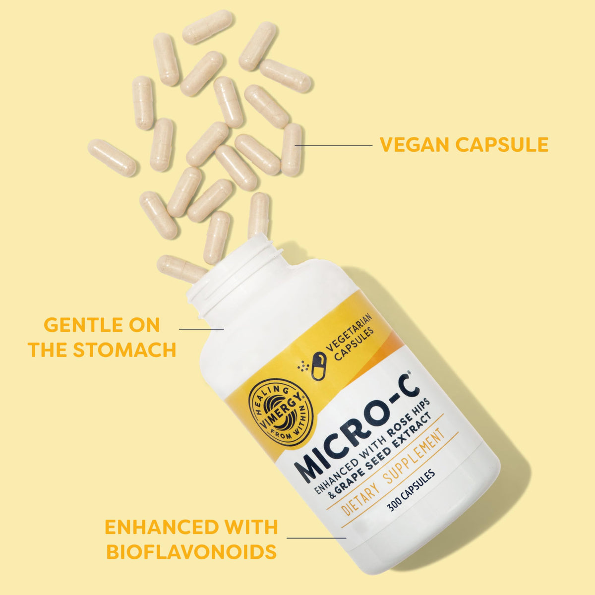 Vimergy Micro-C® Capsules 500mg capsules sur une table