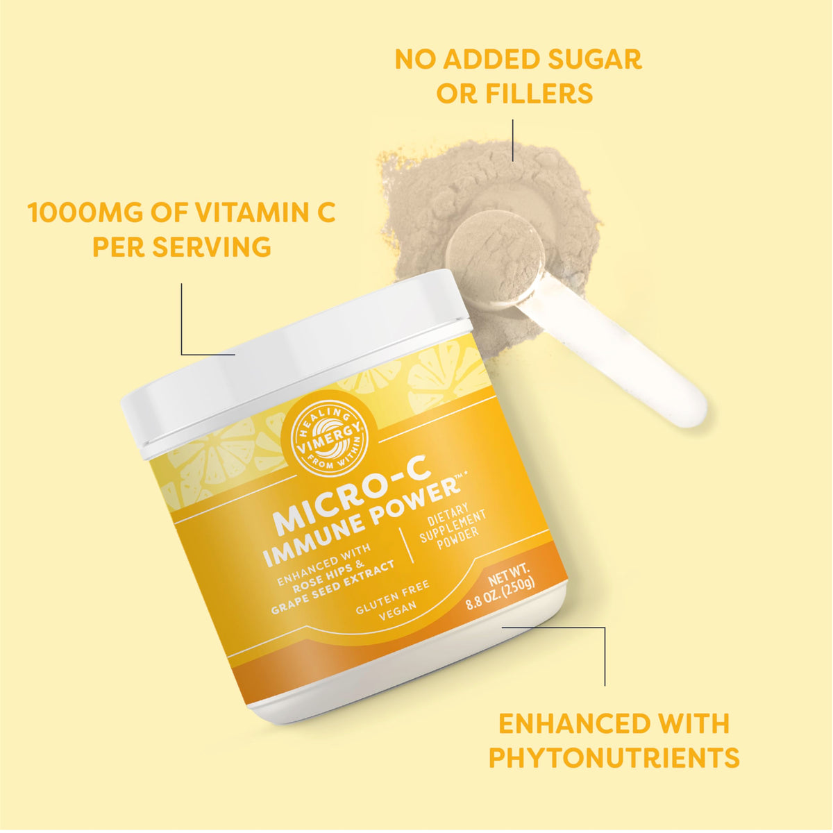 Vimergy Micro-C daily wellness Power 250g avec une cuillère doseuse