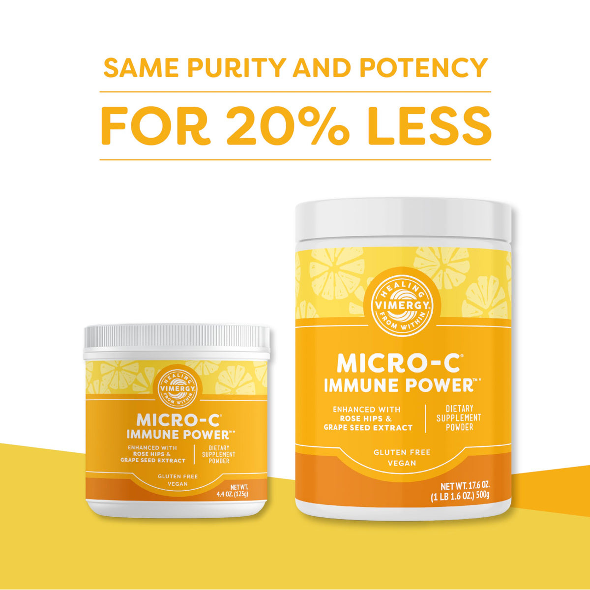 Vimergy Micro-C daily wellness Power 500g - ingrédients listés sur l'emballage