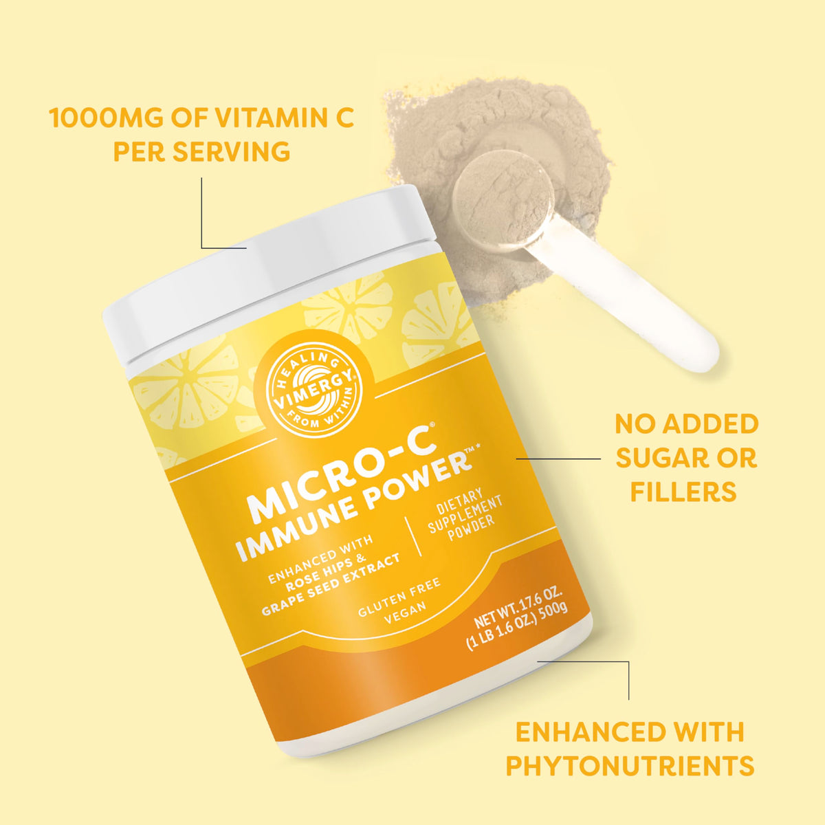 Vimergy Micro-C daily wellness Power 500g - poudre dans un verre d'eau