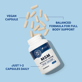 Vimergy MSM capsules sur fond blanc
