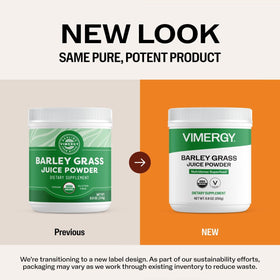 Vimergy Poudre de Jus d'Herbe d'Orge Bio 250g avec une cuillère