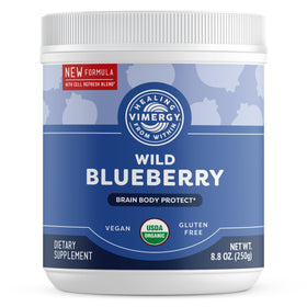 Vimergy Poudre de Myrtille Sauvage 250g, vue avant avec étiquette