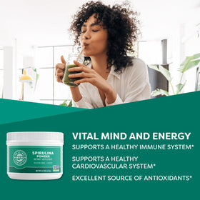 Vimergy Poudre de Spiruline 135g vue arrière avec informations nutritionnelles