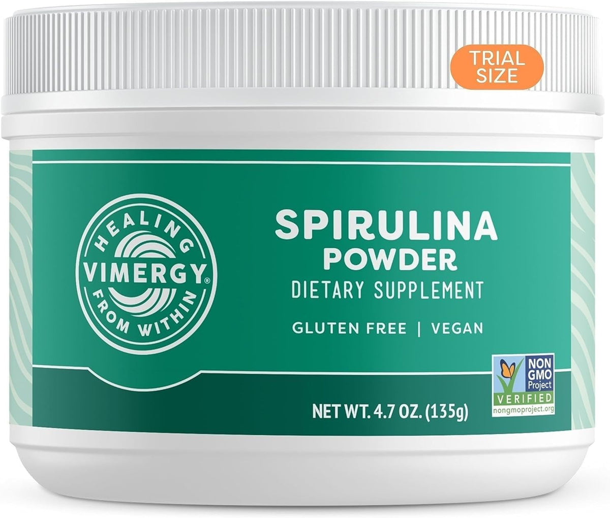 Vimergy Poudre de Spiruline 135g vue avant avec emballage