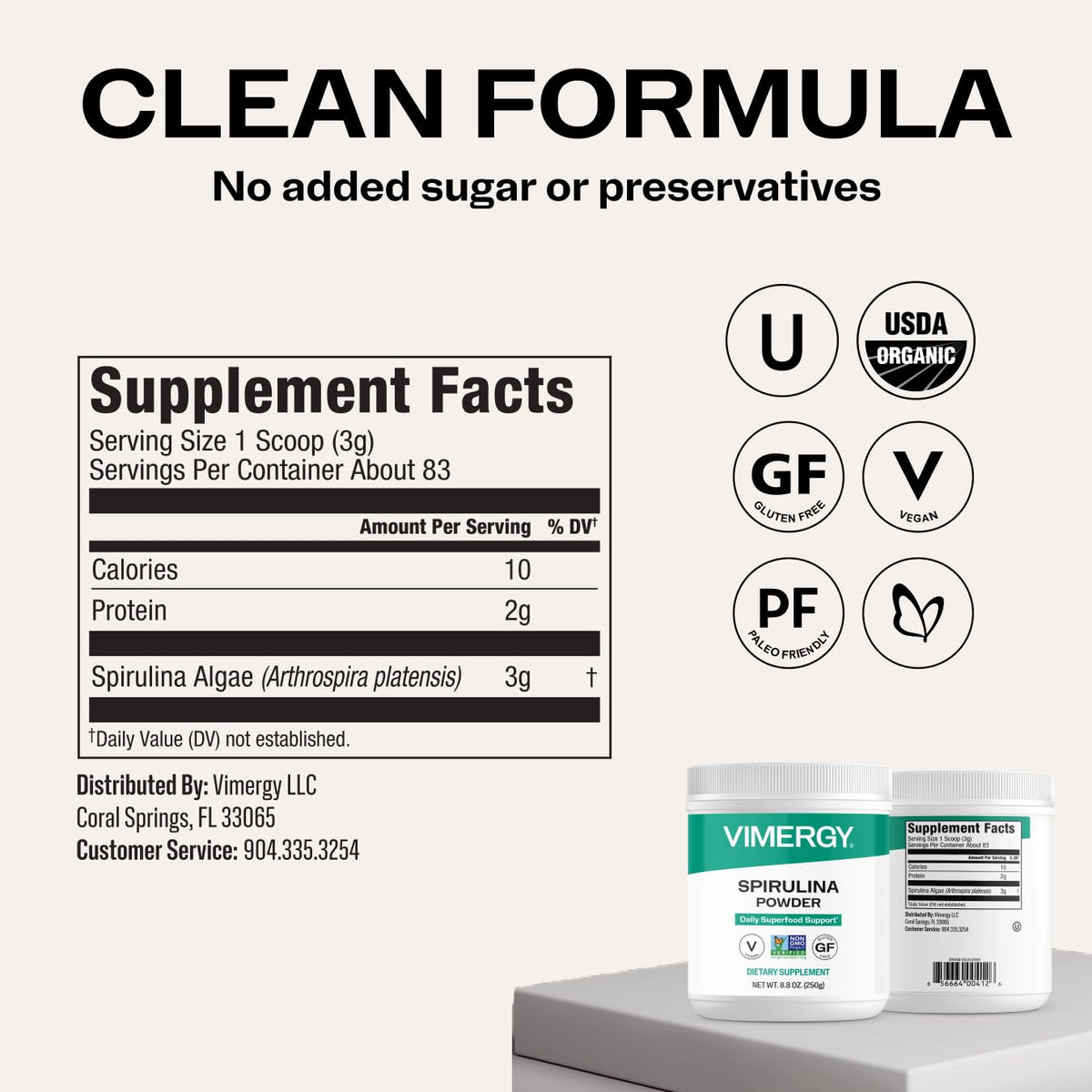 Vimergy Poudre de Spiruline 250g sur un bol de yaourt