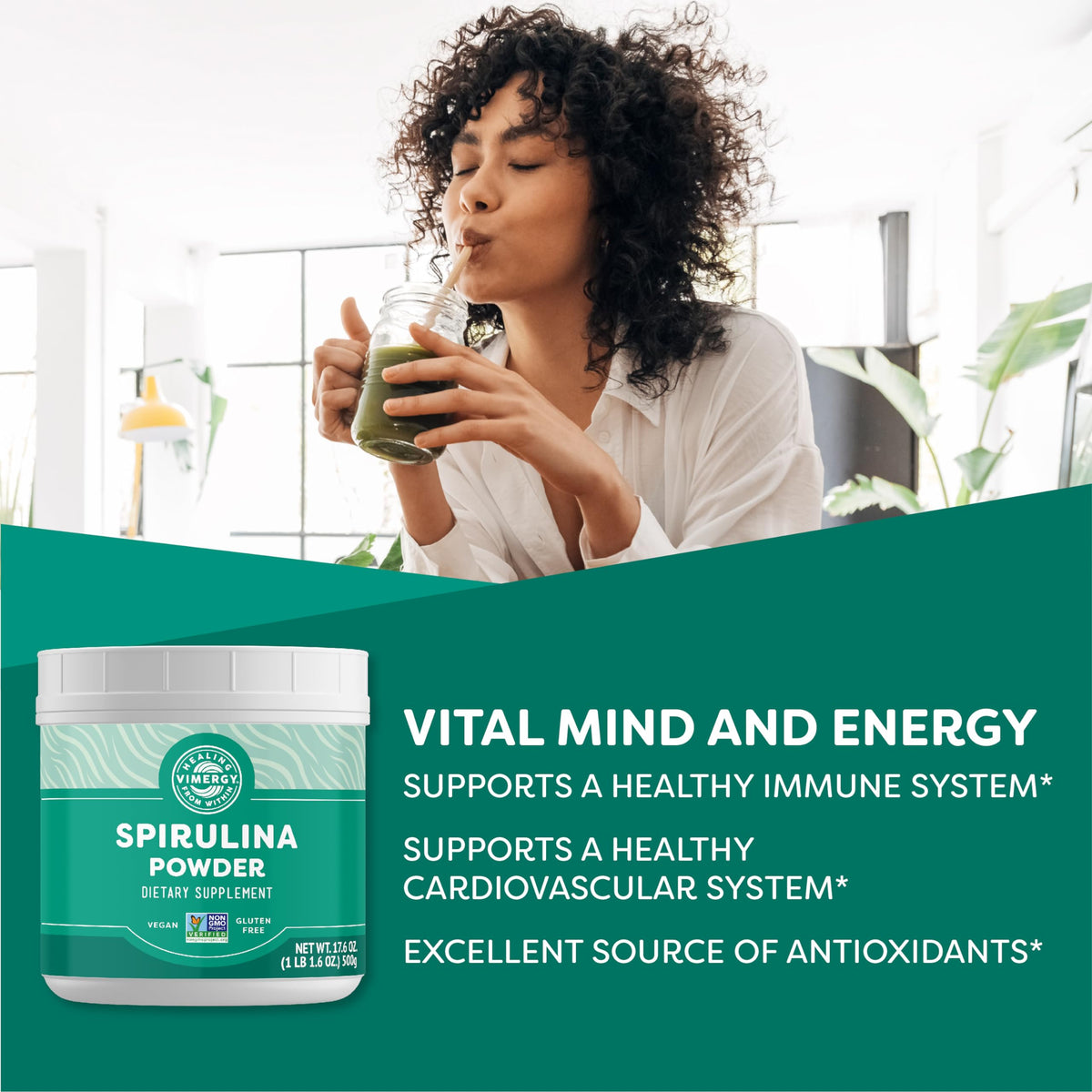 Vimergy Poudre de Spiruline 500g emballage