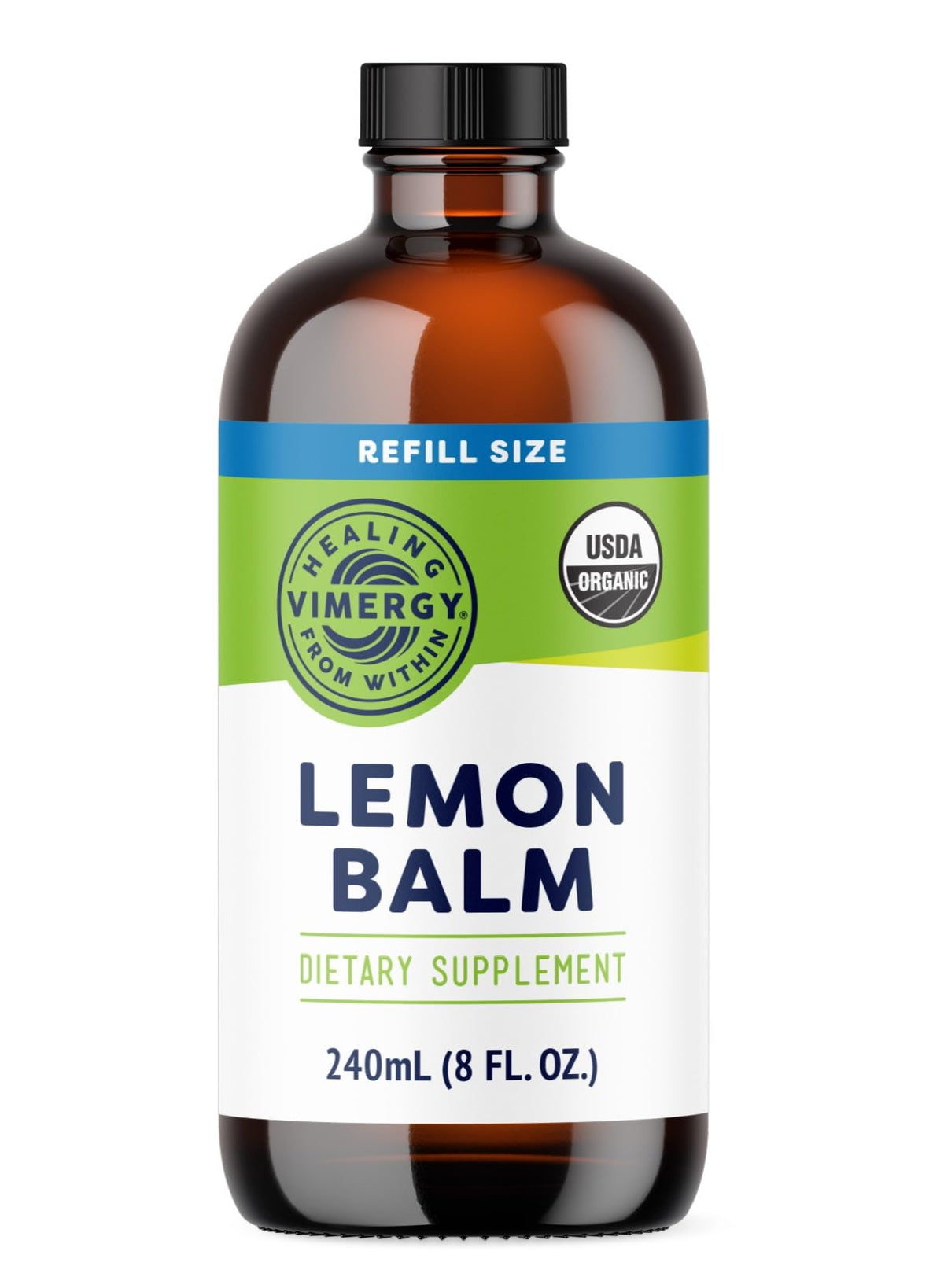 Vimergy Teinture de Mélisse Bio 240 Servings vue avant avec étiquette