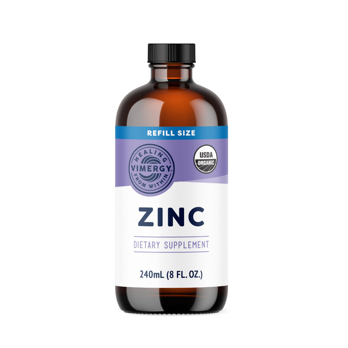 Vimergy Zinc Liquide 7,5 mg bouteille de 240 mL vue avant