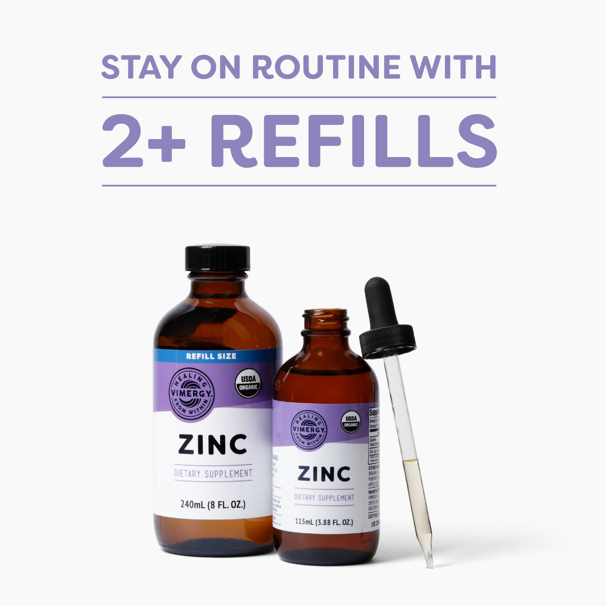 Vimergy Zinc Liquide 7,5 mg vue de côté