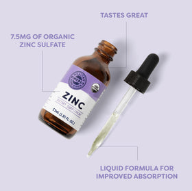 Vimergy Zinc Liquide Bio 55 mL en utilisation dans un verre d'eau