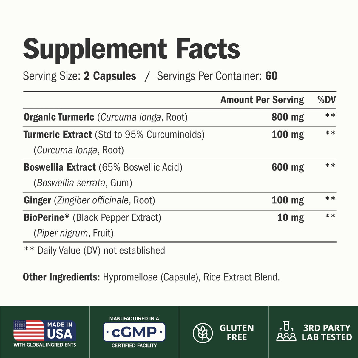 Vimerson Health Boswellia Serrata 120 Capsules - étiquette
