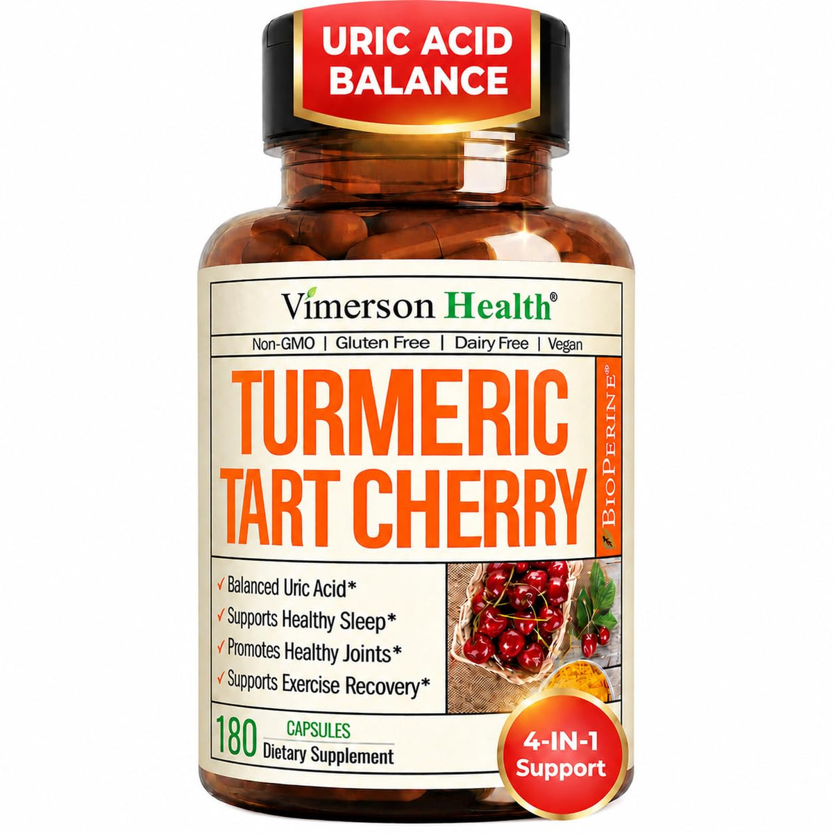 Vimerson Health Capsules Cerise Acide Tartrique 180 Comp. vue avant