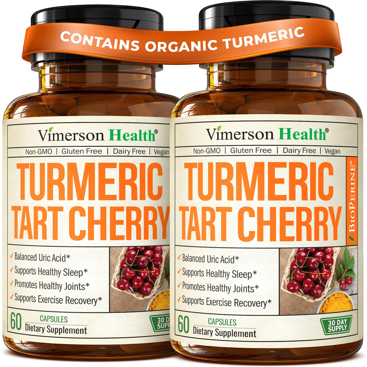 Vimerson Health Capsules de Cerise Acide et Curcuma vue avant