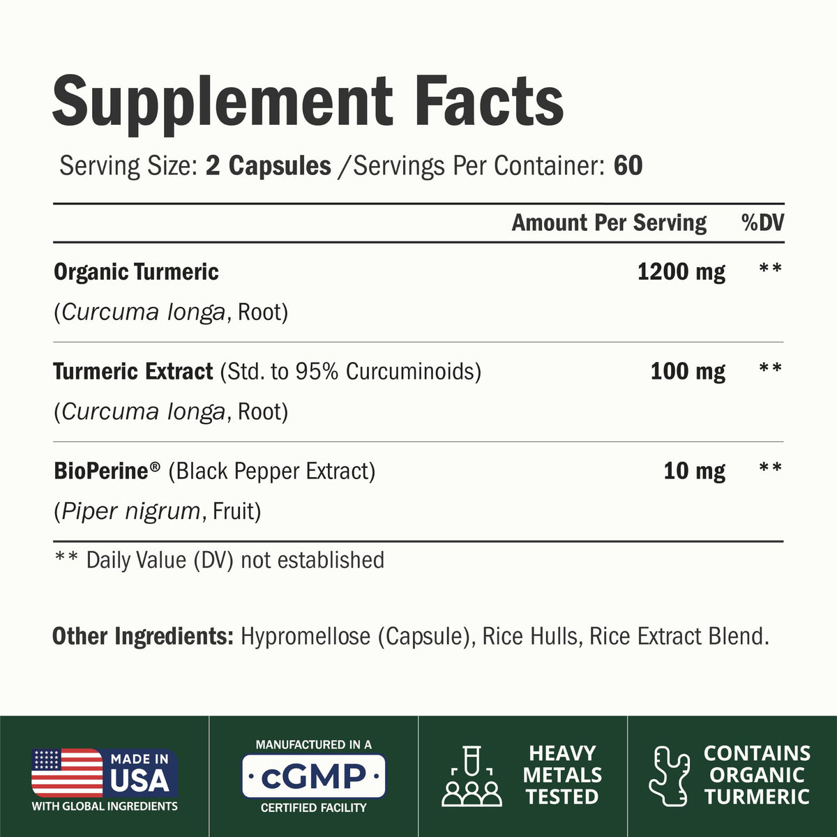 Vimerson Health Complément Alimentaire Curcuma 1200mg Capsules de Curcuma