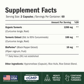 Vimerson Health Complément Alimentaire Curcuma 1200mg Capsules de Curcuma