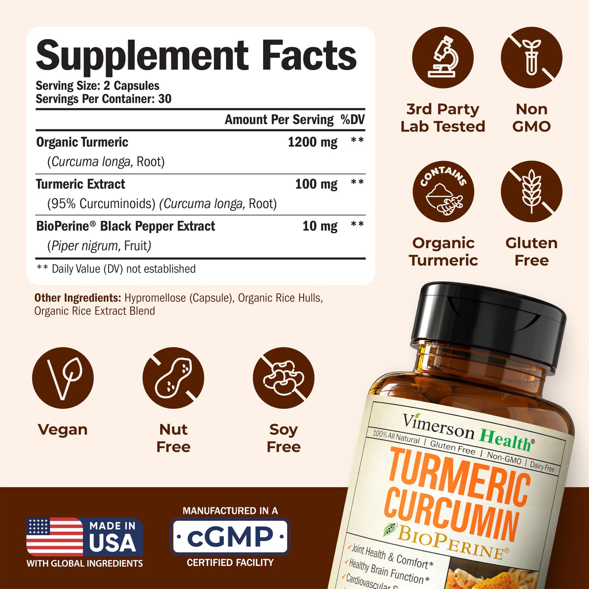 Vimerson Health Complément Alimentaire Curcuma 60 Capsules vue de côté