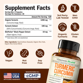 Vimerson Health Complément Alimentaire Curcuma 60 Capsules vue de côté