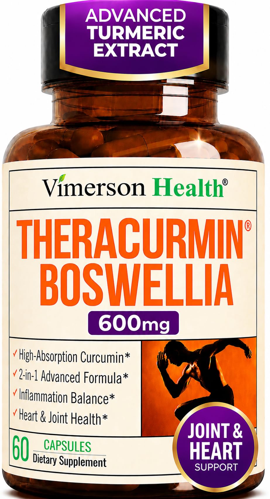Vimerson Health Complément Alimentaire Curcuma 600mg Boswellia Serrata - Flacon avant